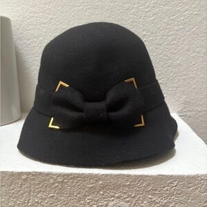 Vintage Black Women's Hat with Gold Accent Genuine Antelope Suede from Australia